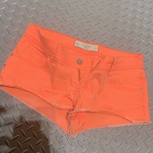 Neon orange Abercrombie shorts boho preppy casual cut offs spring denim
